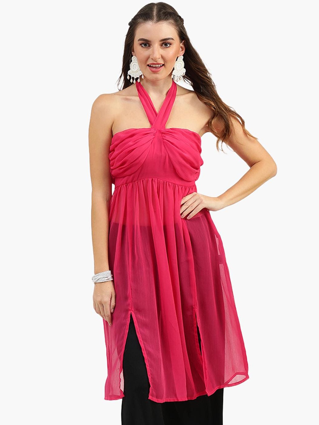 

Virgio Gathered Halter Neck Tunic, Pink