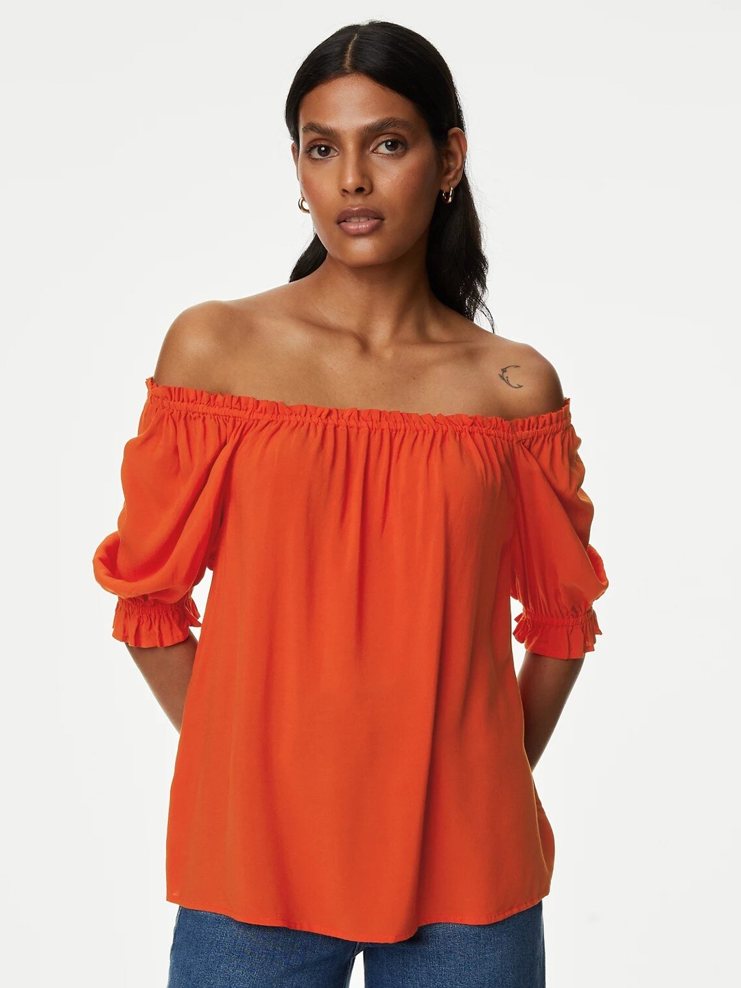 

Marks & Spencer Off-Shoulder Bardot Top, Orange