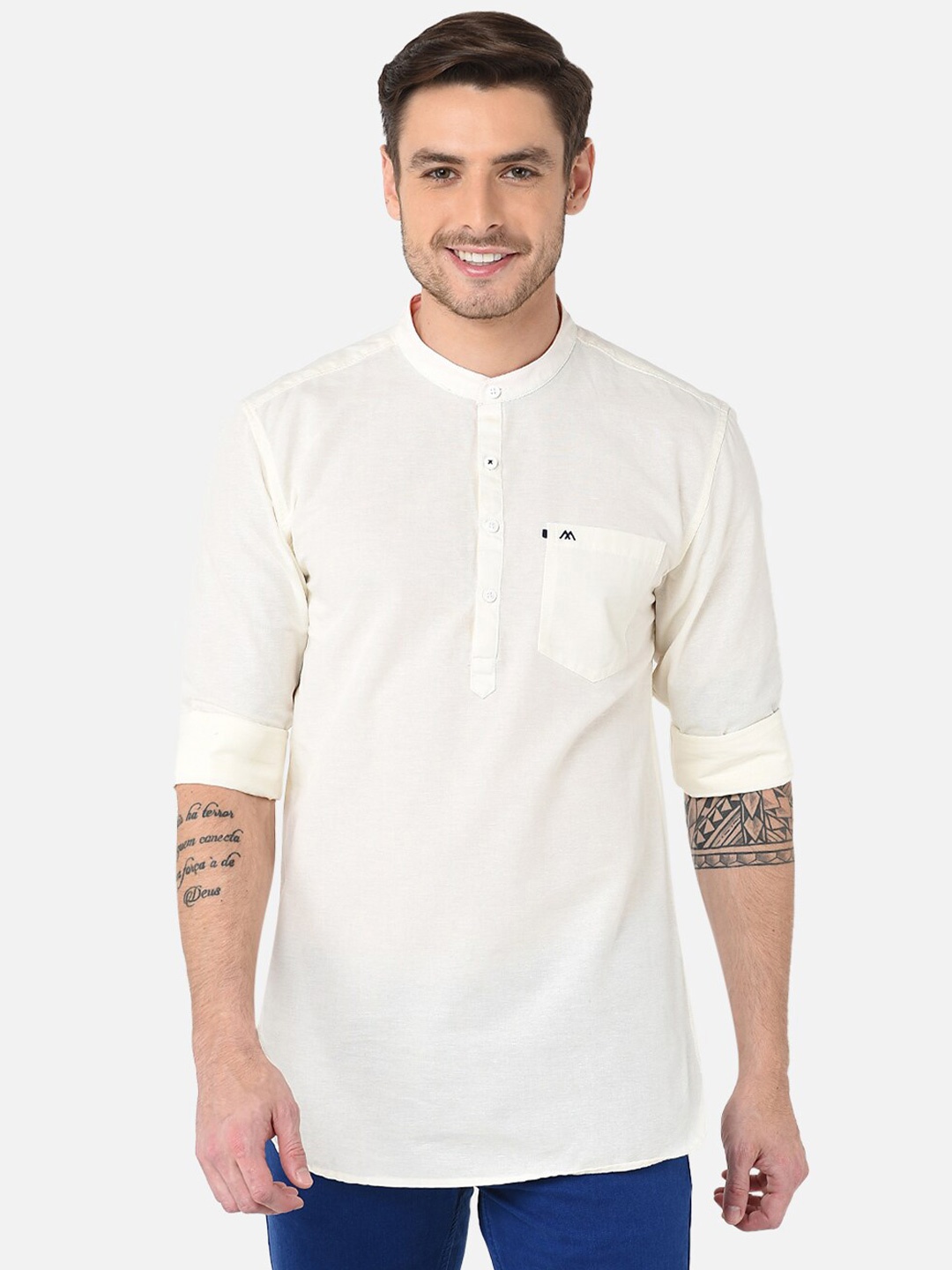 

MOZZO Classic Slim Fit Cotton Casual Shirt, Off white