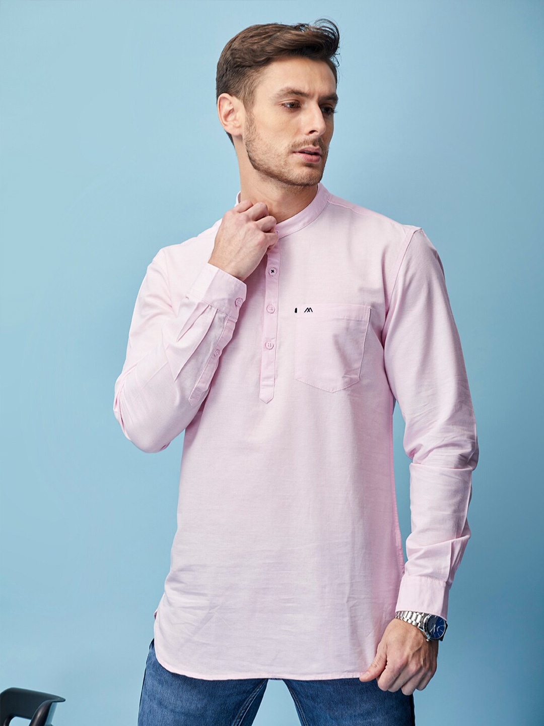 

MOZZO Classic Slim Fit Cotton Casual Shirt, Pink