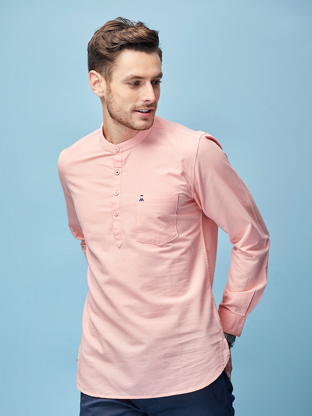 

MOZZO Classic Slim Fit Cotton Casual Shirt, Peach