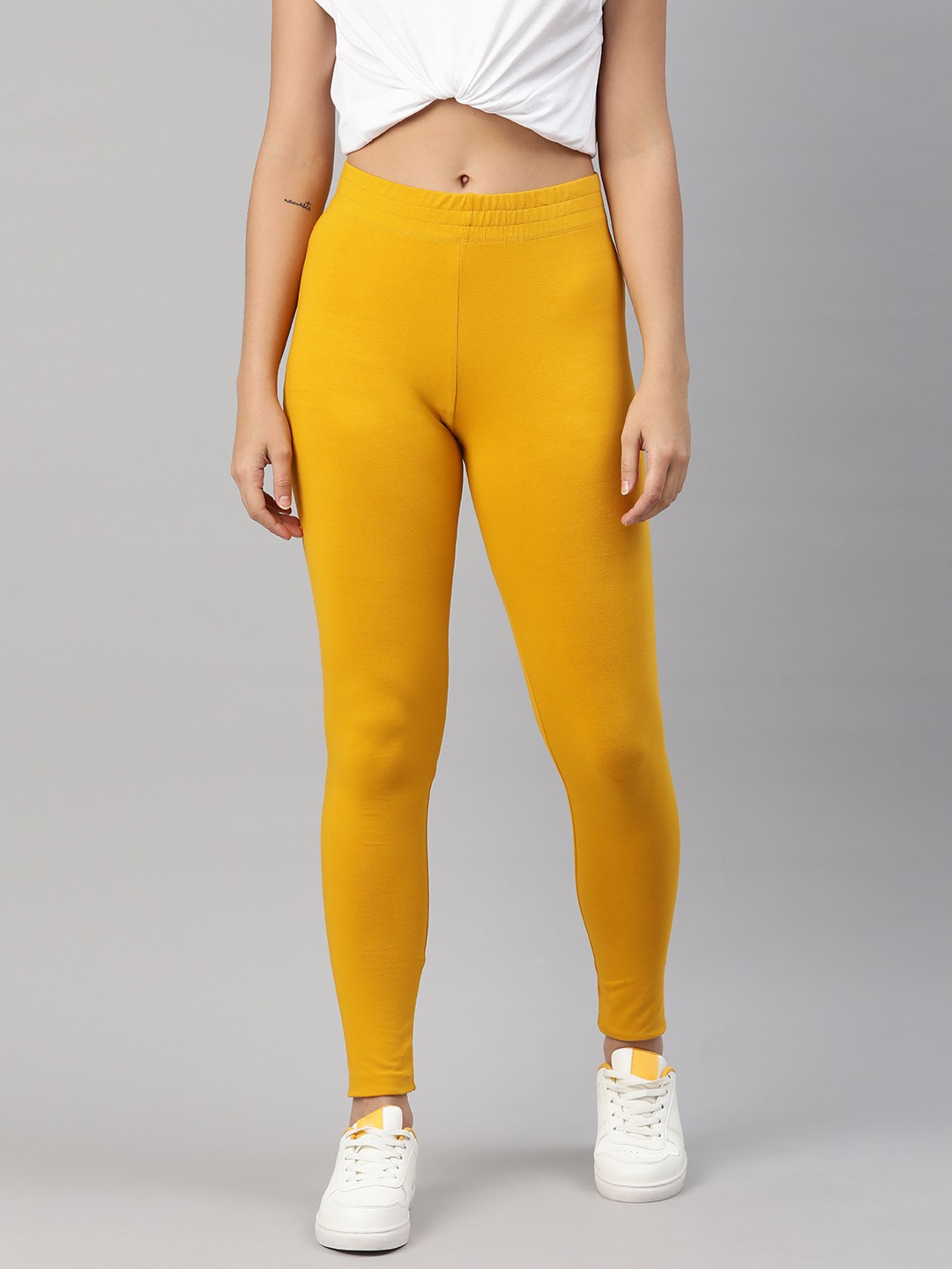 

Huetrap Solid Ankle-Length Leggings, Mustard