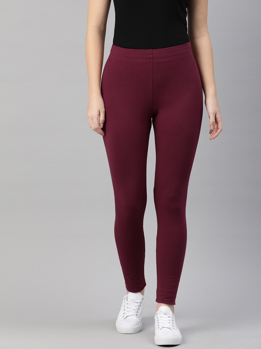 

Huetrap Solid Ankle-Length Leggings, Burgundy