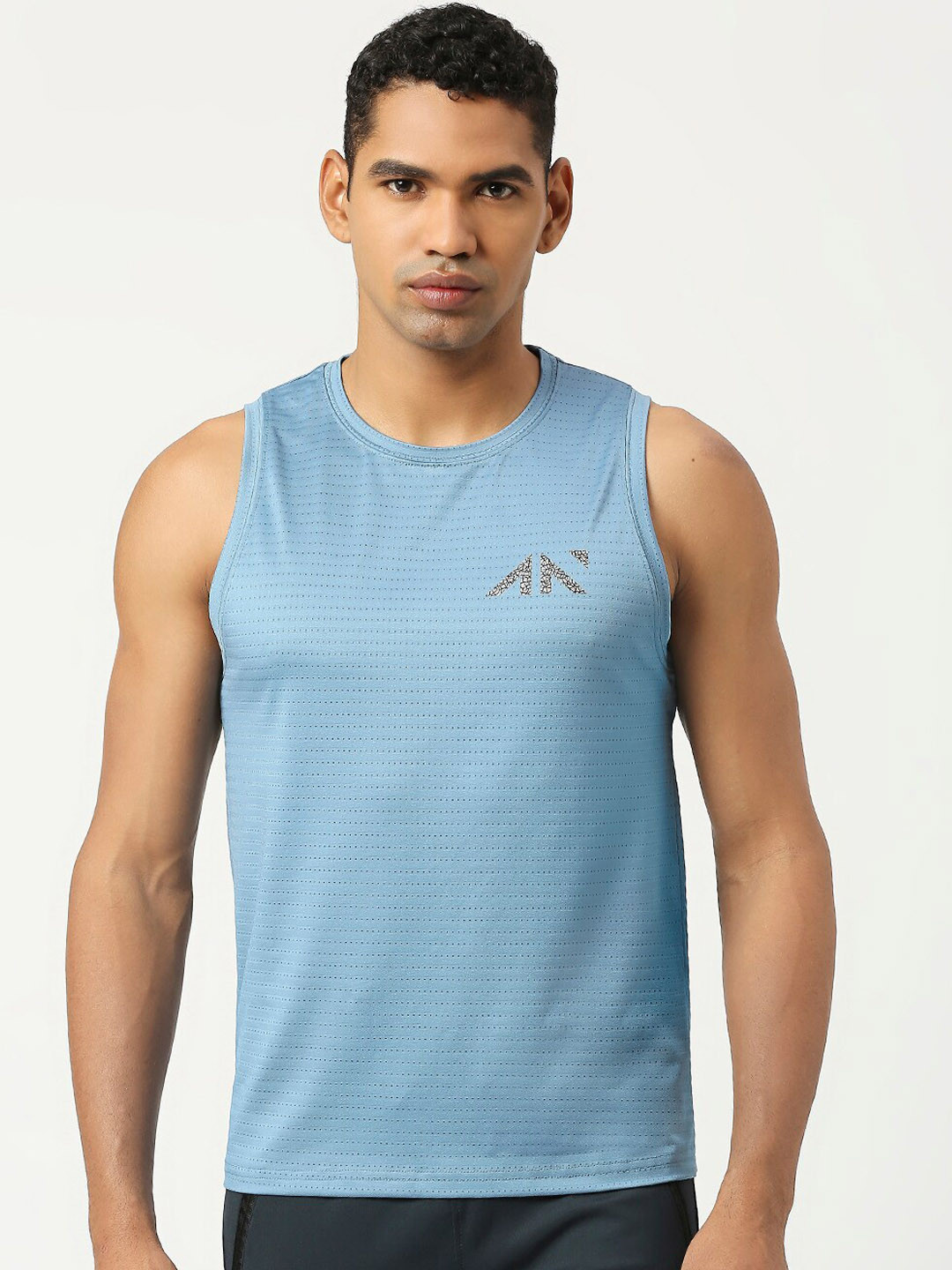 

AESTHETIC NATION Printed Sleeveless Innerwear Gym Vests, Blue