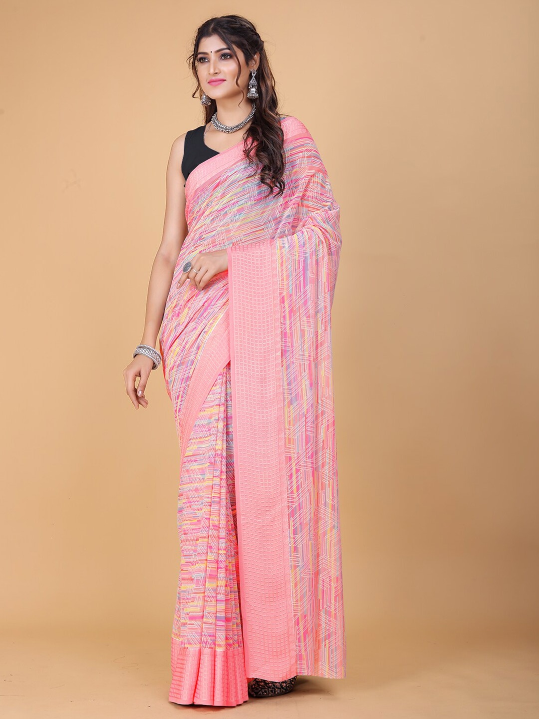 

KALINI Abstract Printed Saree, Pink