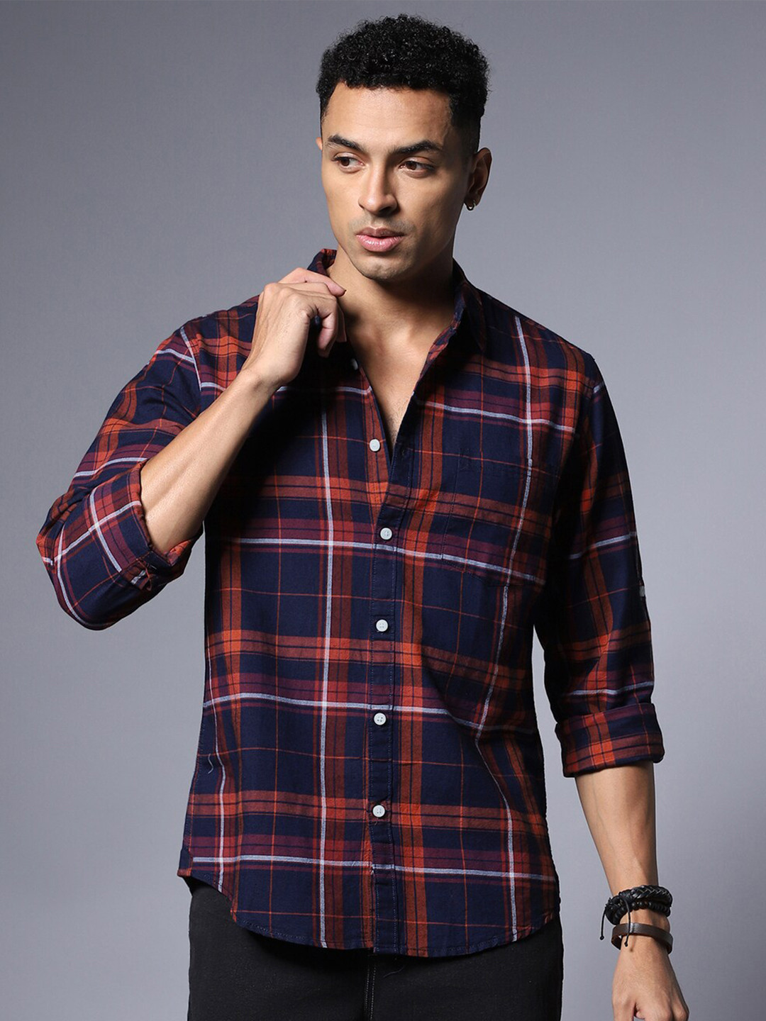 

High Star Tartan Checked Pure Cotton Casual Shirt, Maroon