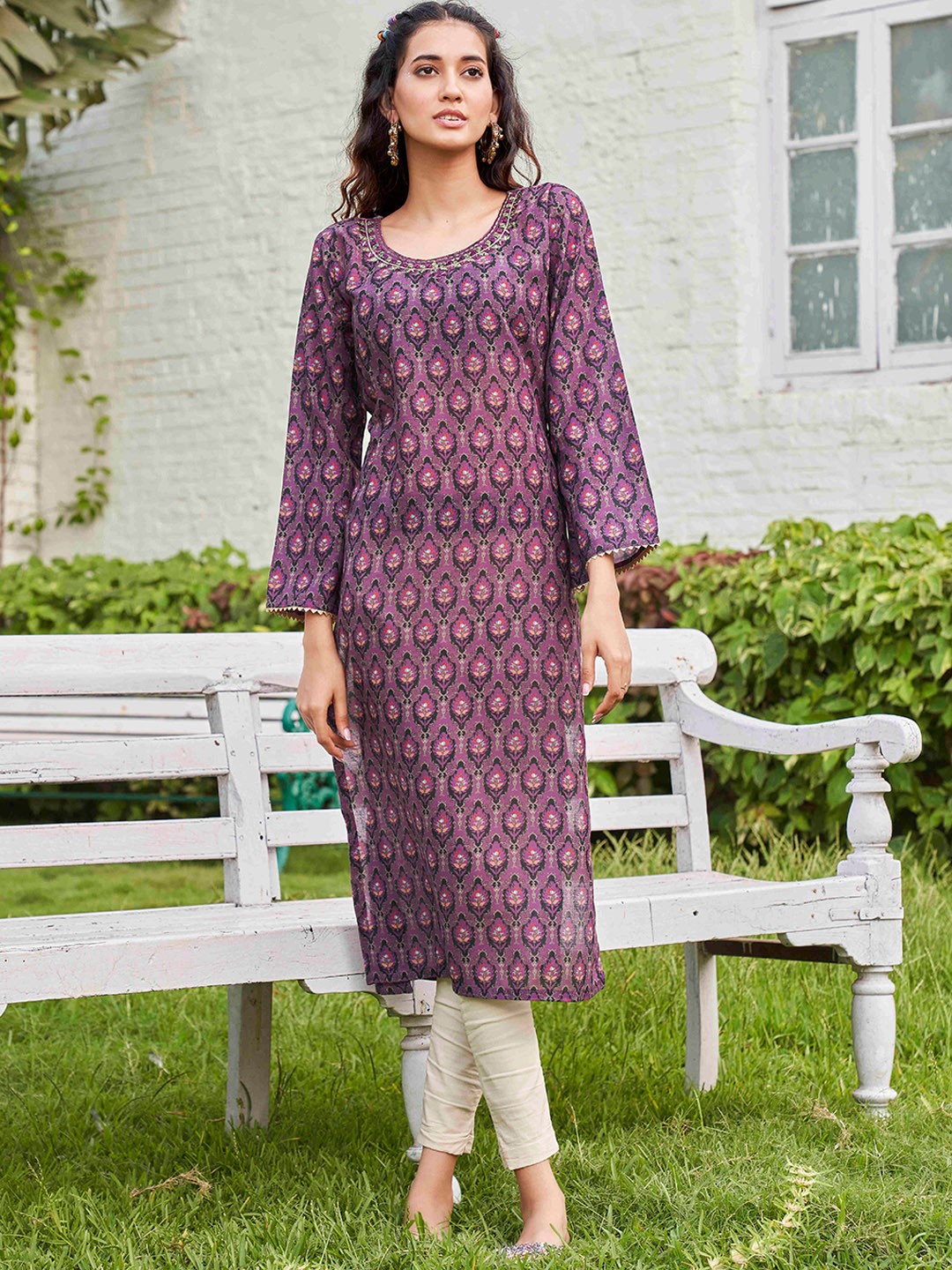 

Tikhi Imli Ethnic Motifs Printed Kurta, Purple