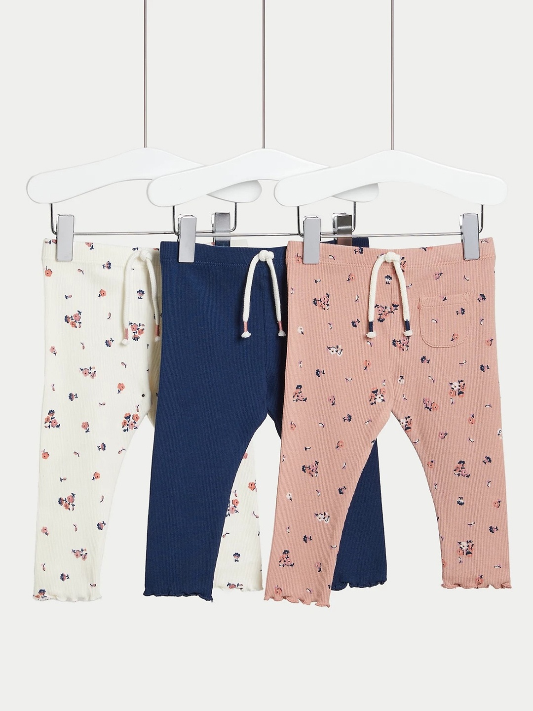 

Marks & Spencer Girls Pack Of 3 Ankle Length Leggings, Peach