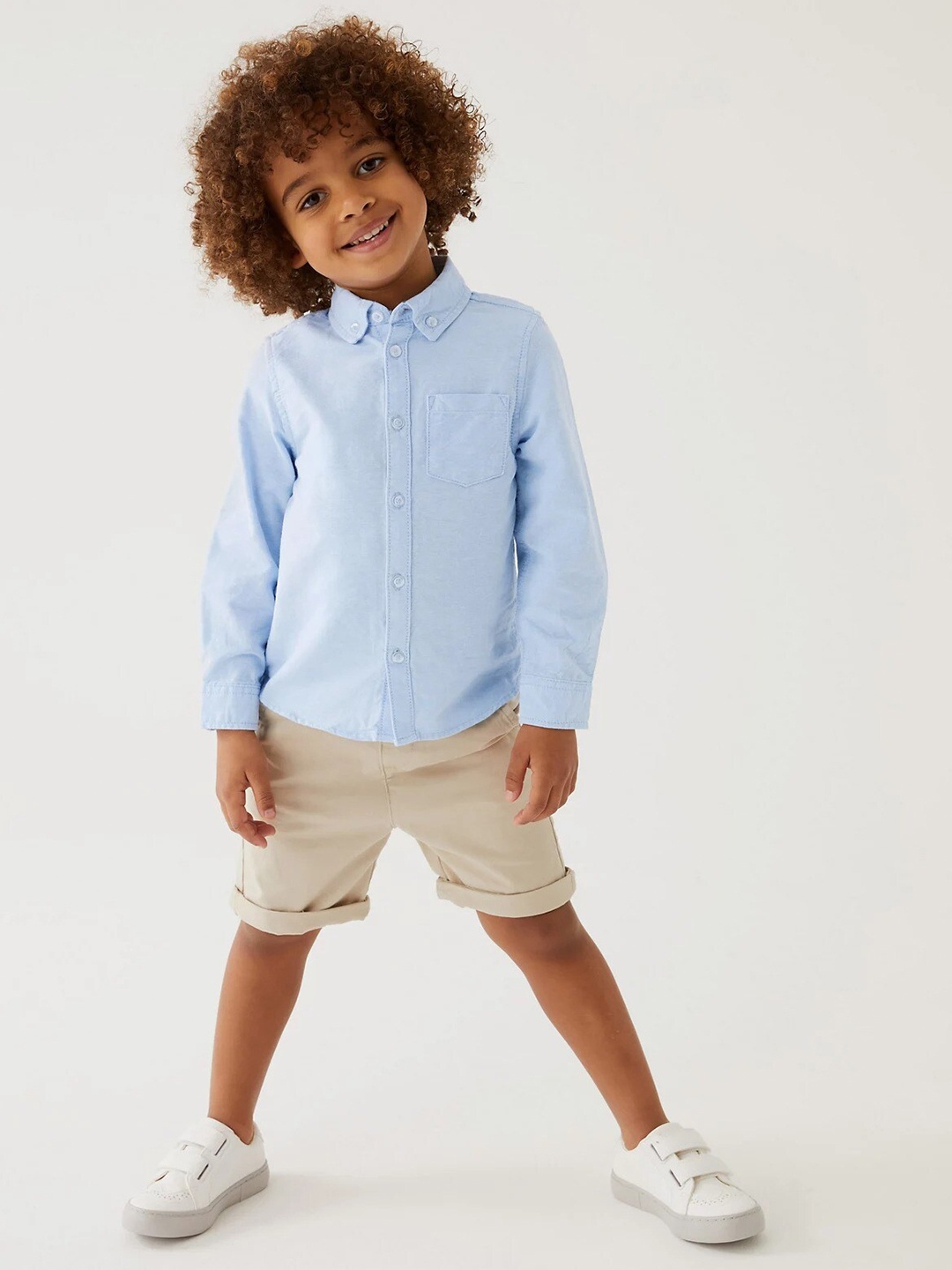 

Marks & Spencer Boys Button Down Collar Pure Cotton Casual Shirt, Blue