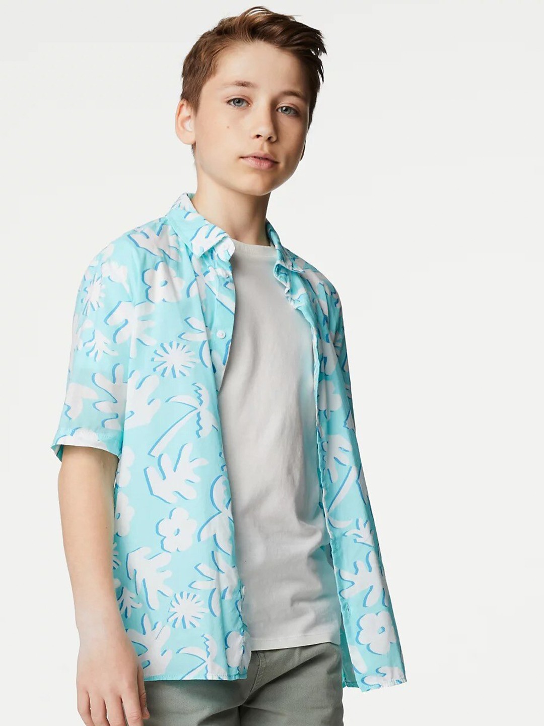 

Marks & Spencer Boys Floral Printed Pure Cotton Casual Shirt, Blue