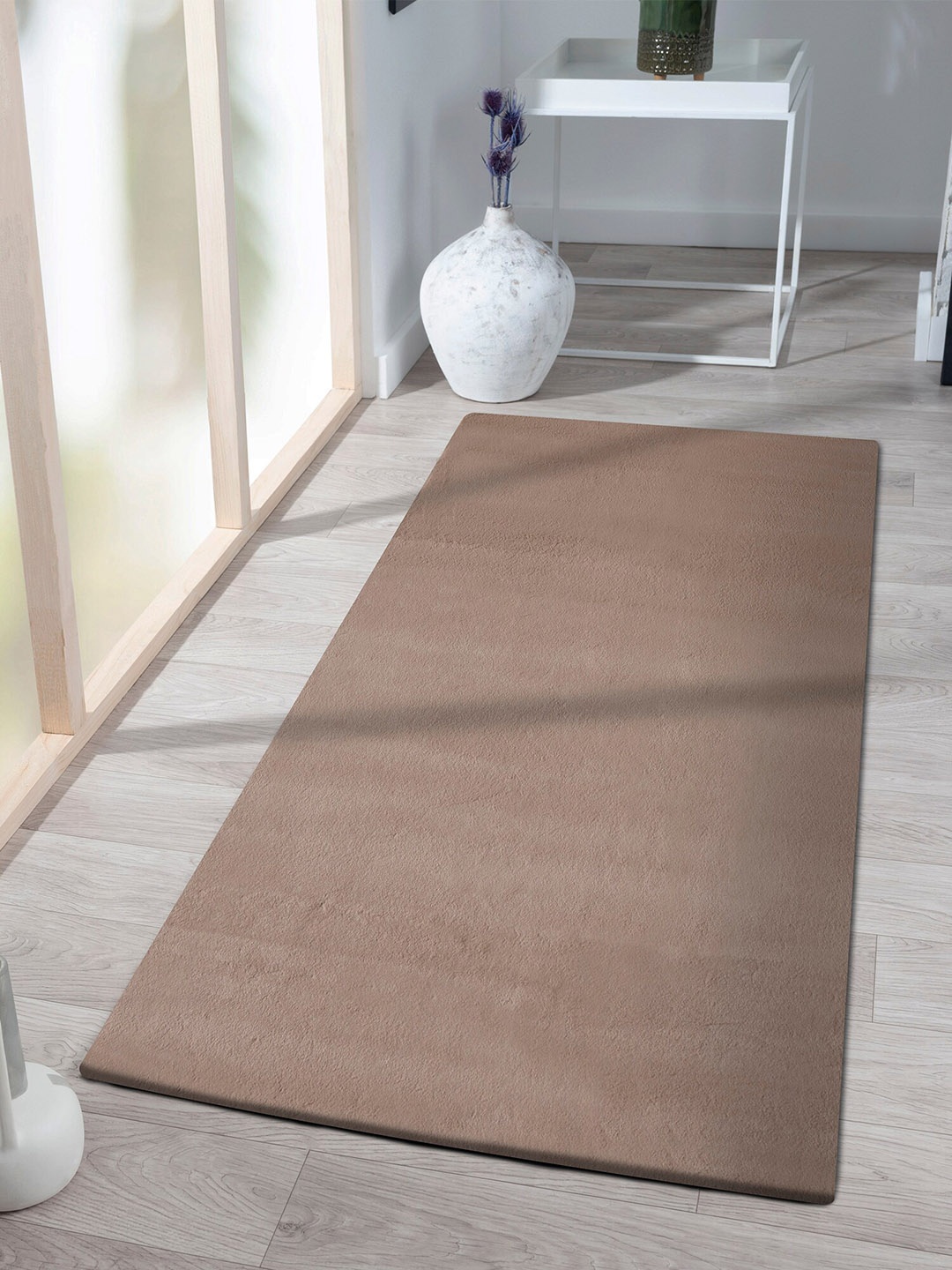 

OBSESSIONS Soft Shaggy Beige Bedside Floor Runner