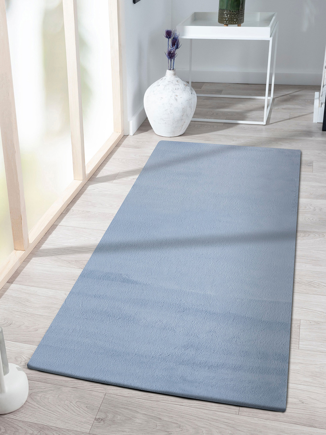 

OBSESSIONS Soft Shaggy Blue Bedside Floor Runner