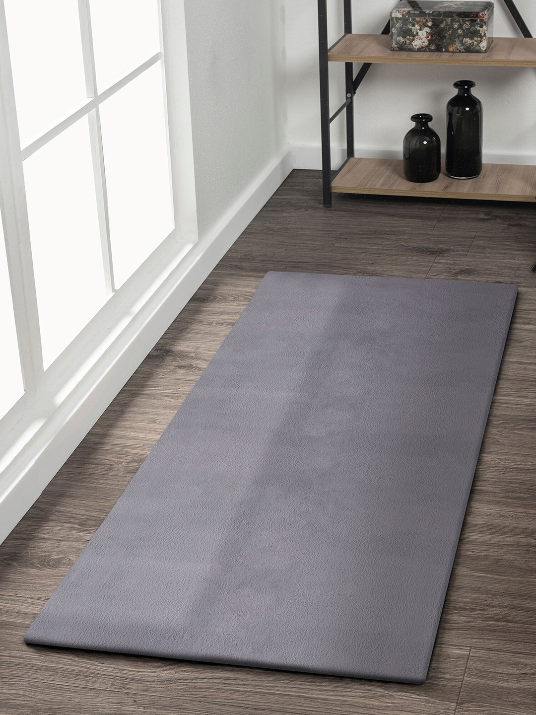 

OBSESSIONS Soft Shaggy Grey Bedside Floor Runner