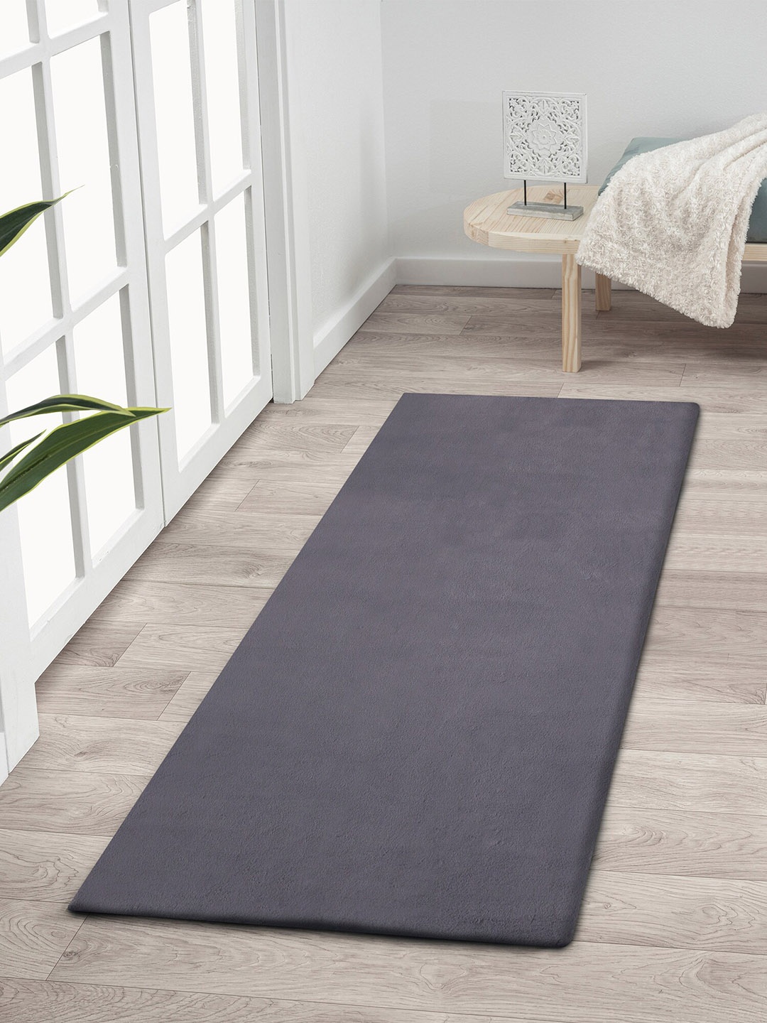 

OBSESSIONS Soft Shaggy Charcoal Grey Bedside Floor Runner