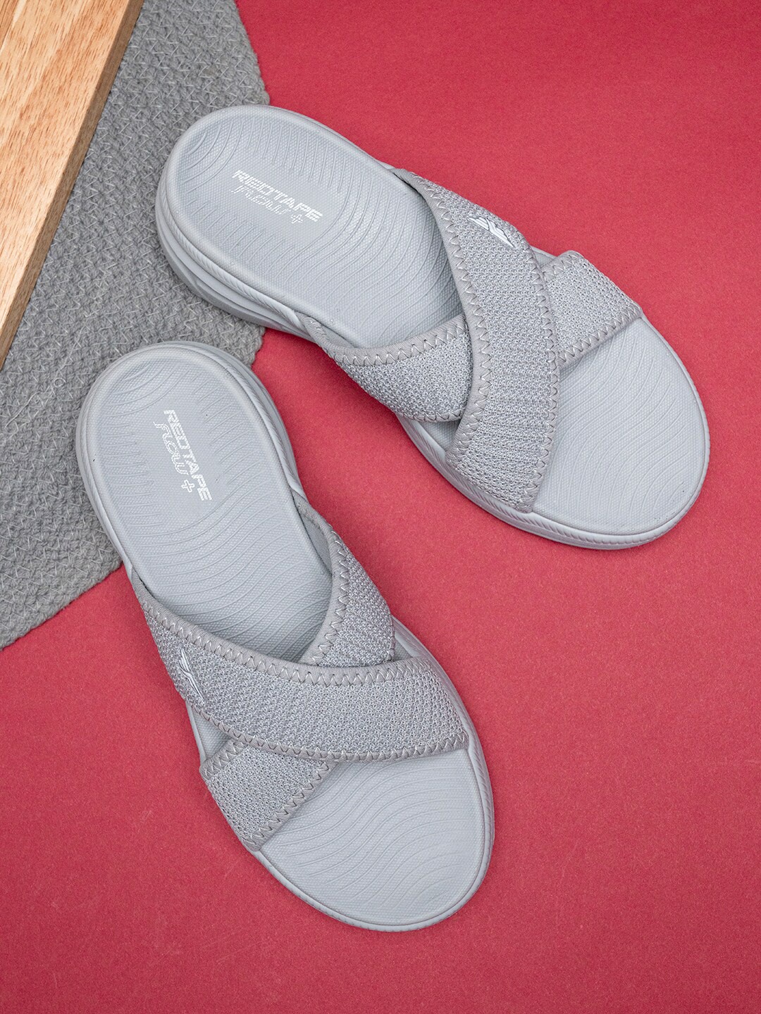 

Red Tape Women Textured Sliders, Grey