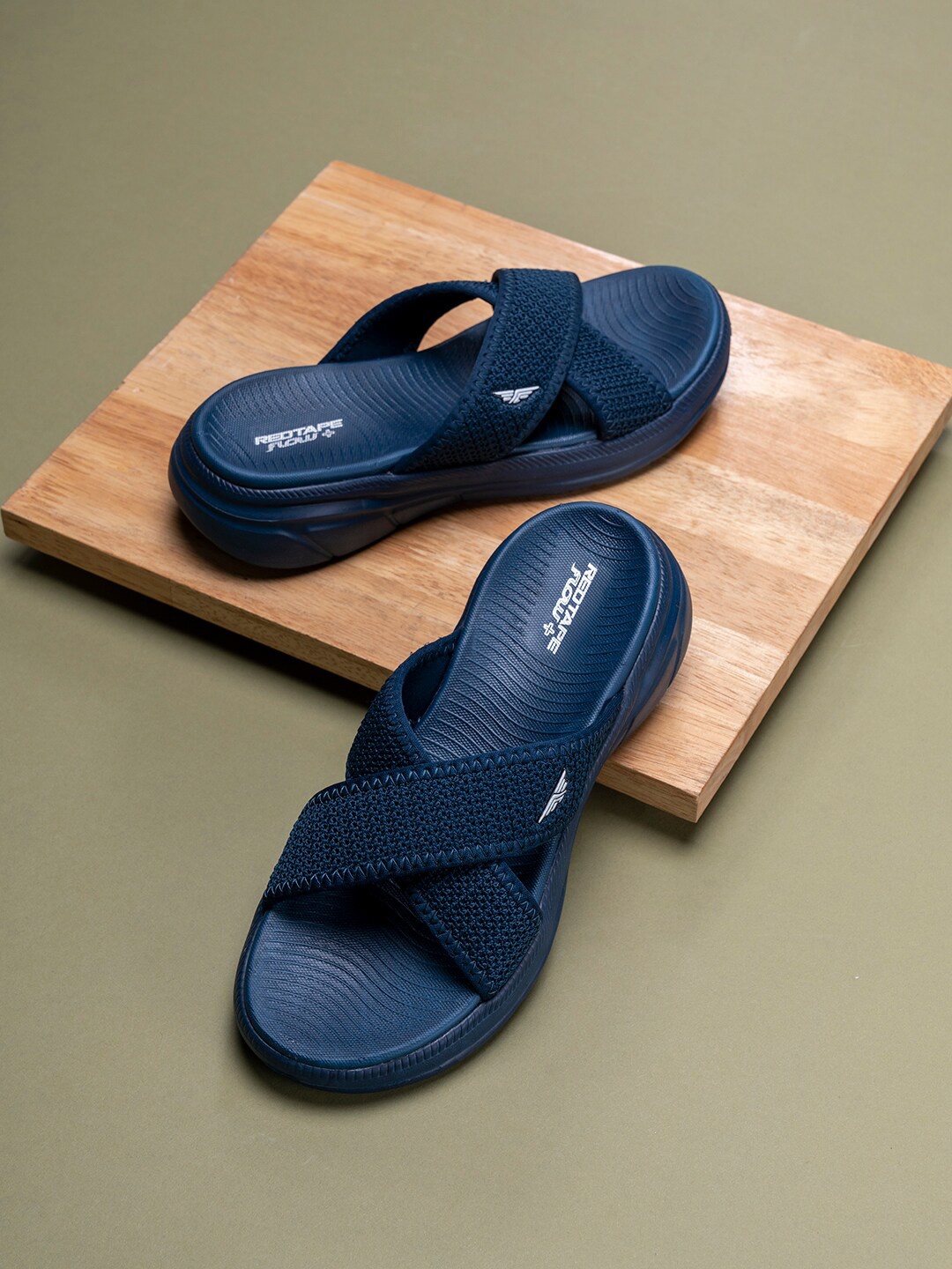 

Red Tape Women Textured Sliders, Navy blue