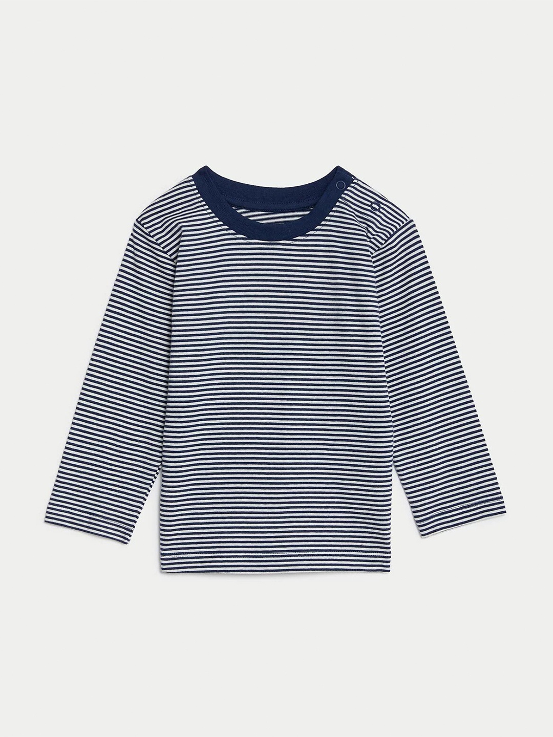 

Marks & Spencer Boys Striped Pure Cotton T-shirt, Navy blue