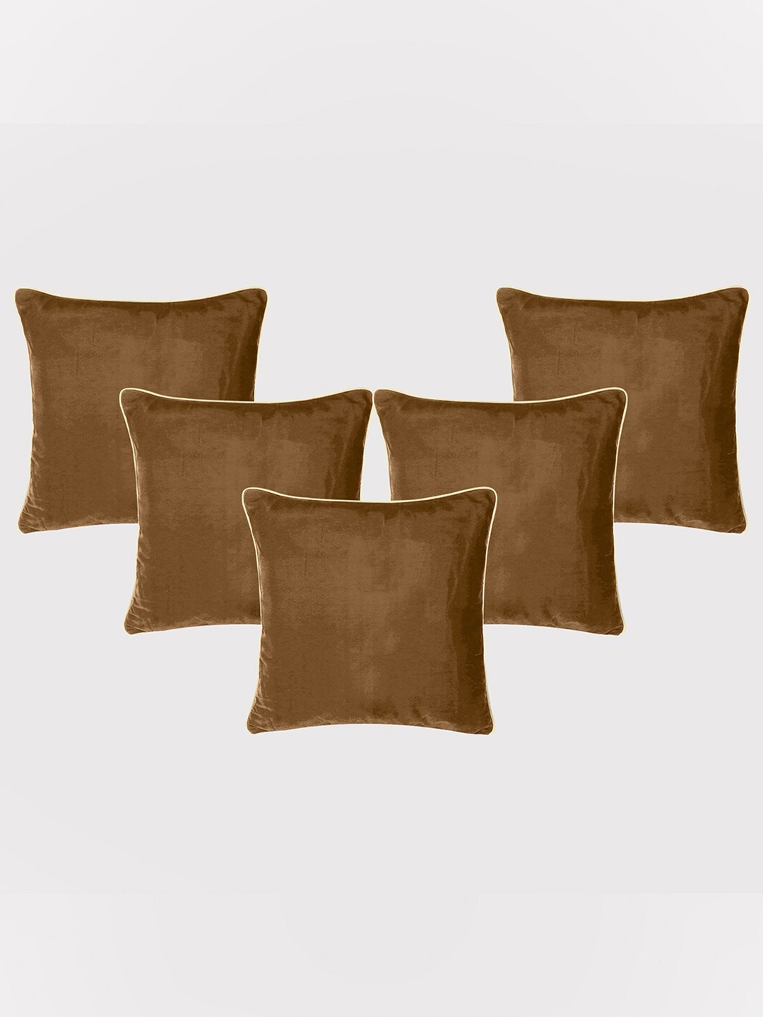 

OUSSUM Brown & White 5 Pieces Velvet Square Cushion Covers