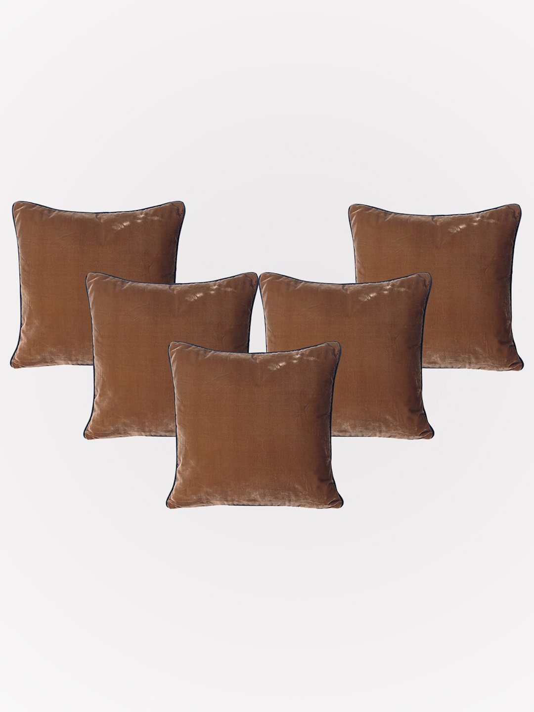 

OUSSUM Brown & Black 5 Pieces Velvet Square Cushion Covers