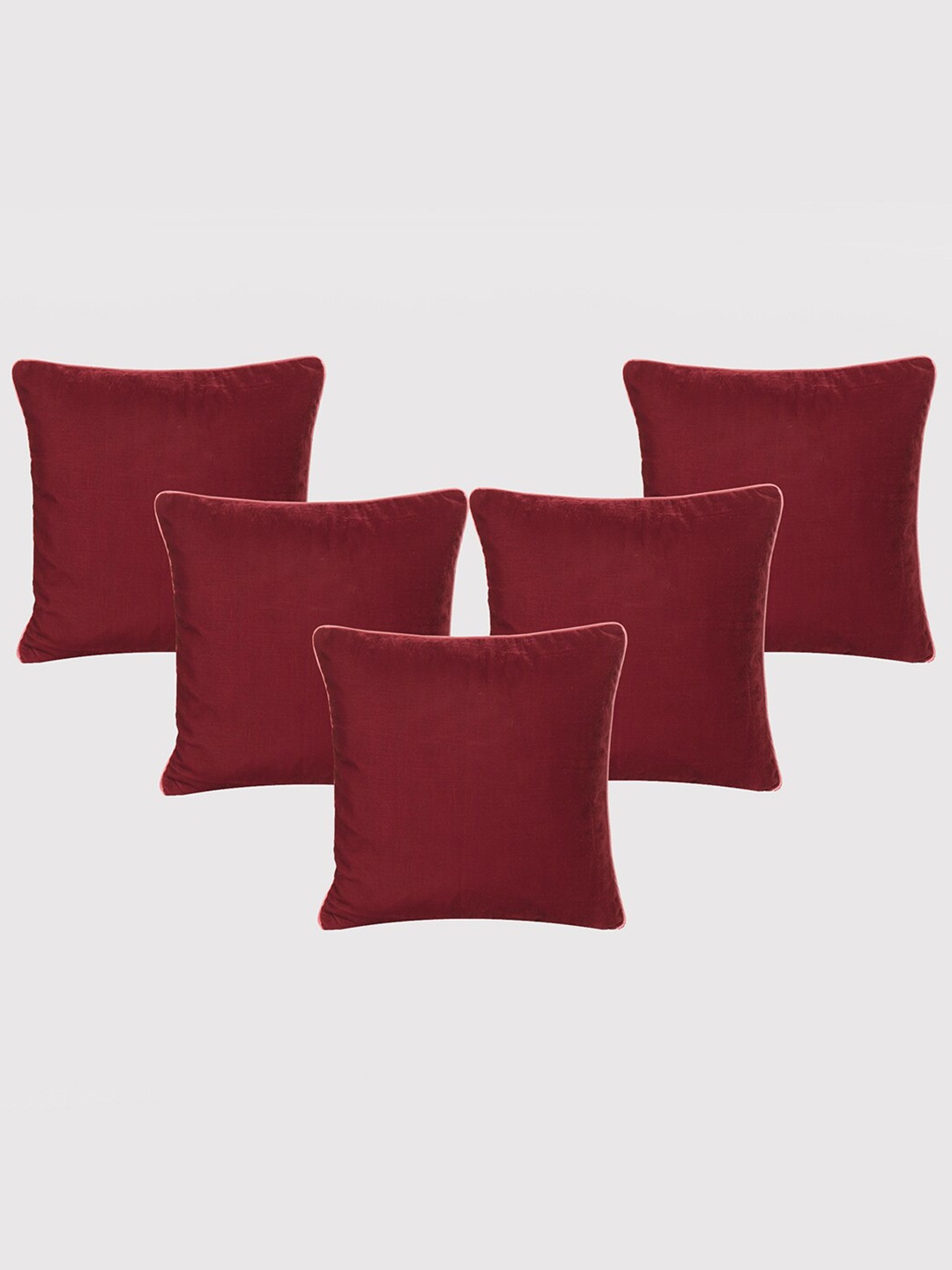 

OUSSUM Maroon & Pink 5 Pieces Velvet Square Cushion Covers