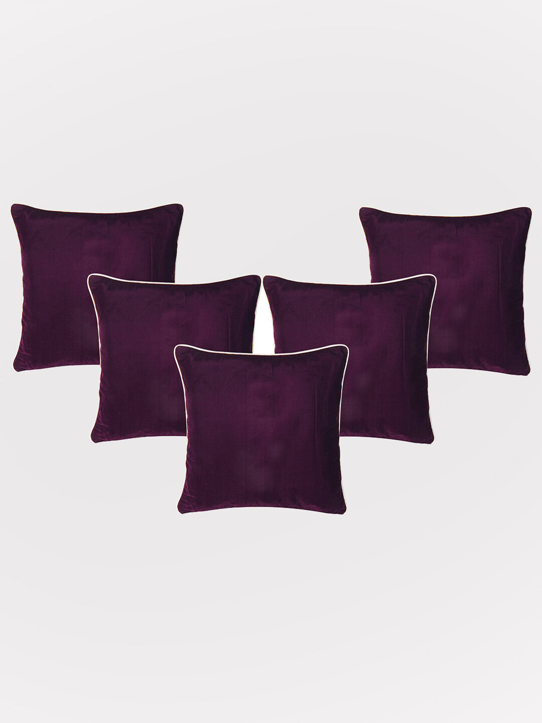 

OUSSUM Pink & White 5 Pieces Velvet Square Cushion Covers