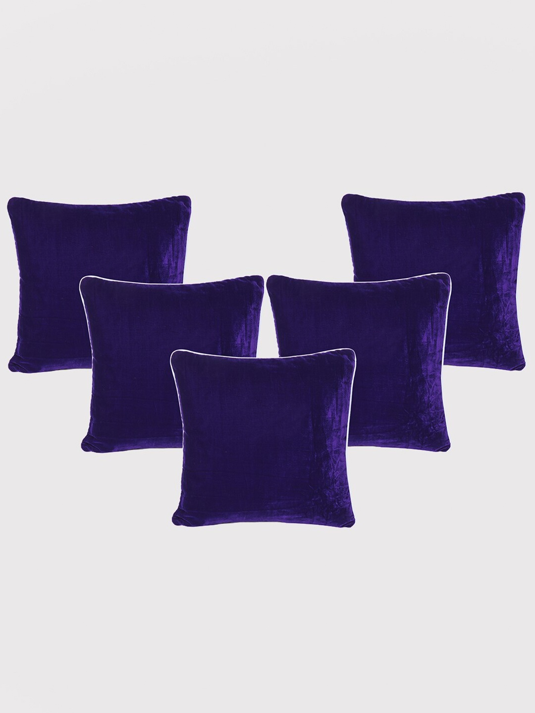 

OUSSUM Purple & White 5 Pieces Velvet Square Cushion Covers