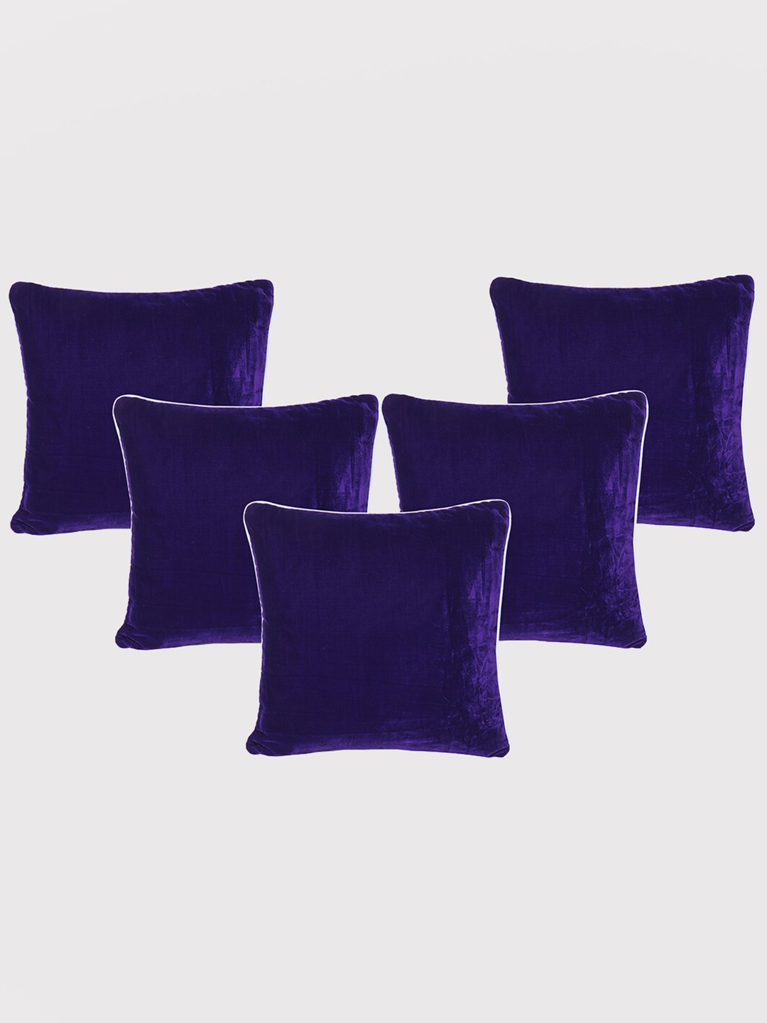 

OUSSUM Purple & White 5 Pieces Velvet Square Cushion Covers