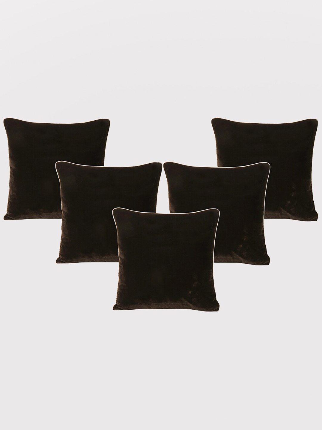 

OUSSUM Brown & White 5 Pieces Velvet Square Cushion Covers