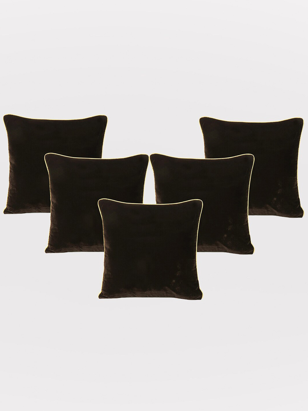 

OUSSUM Brown & White 5 Pieces Velvet Square Cushion Covers