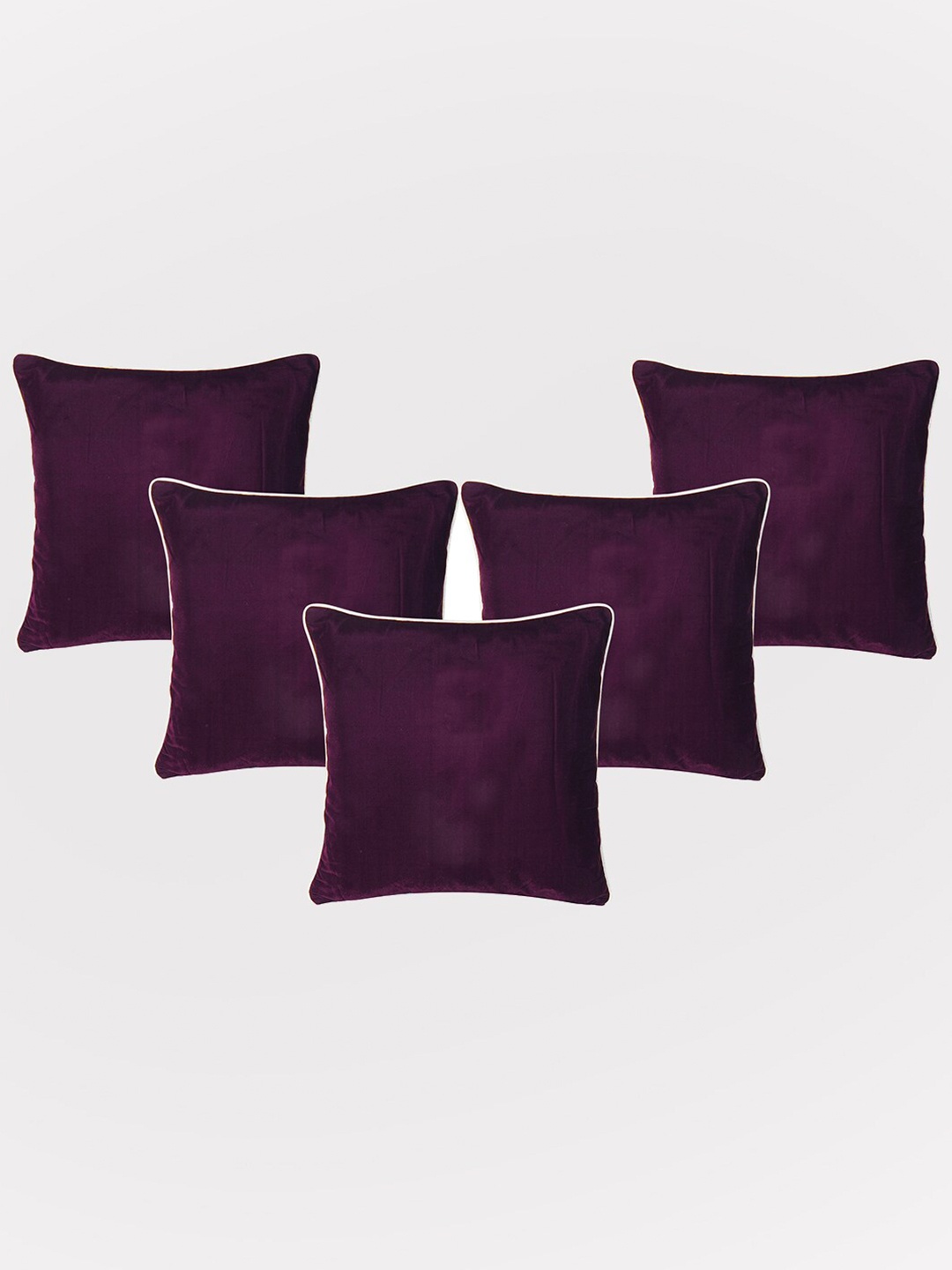 

OUSSUM Purple & White 5 Pieces Velvet Square Cushion Covers