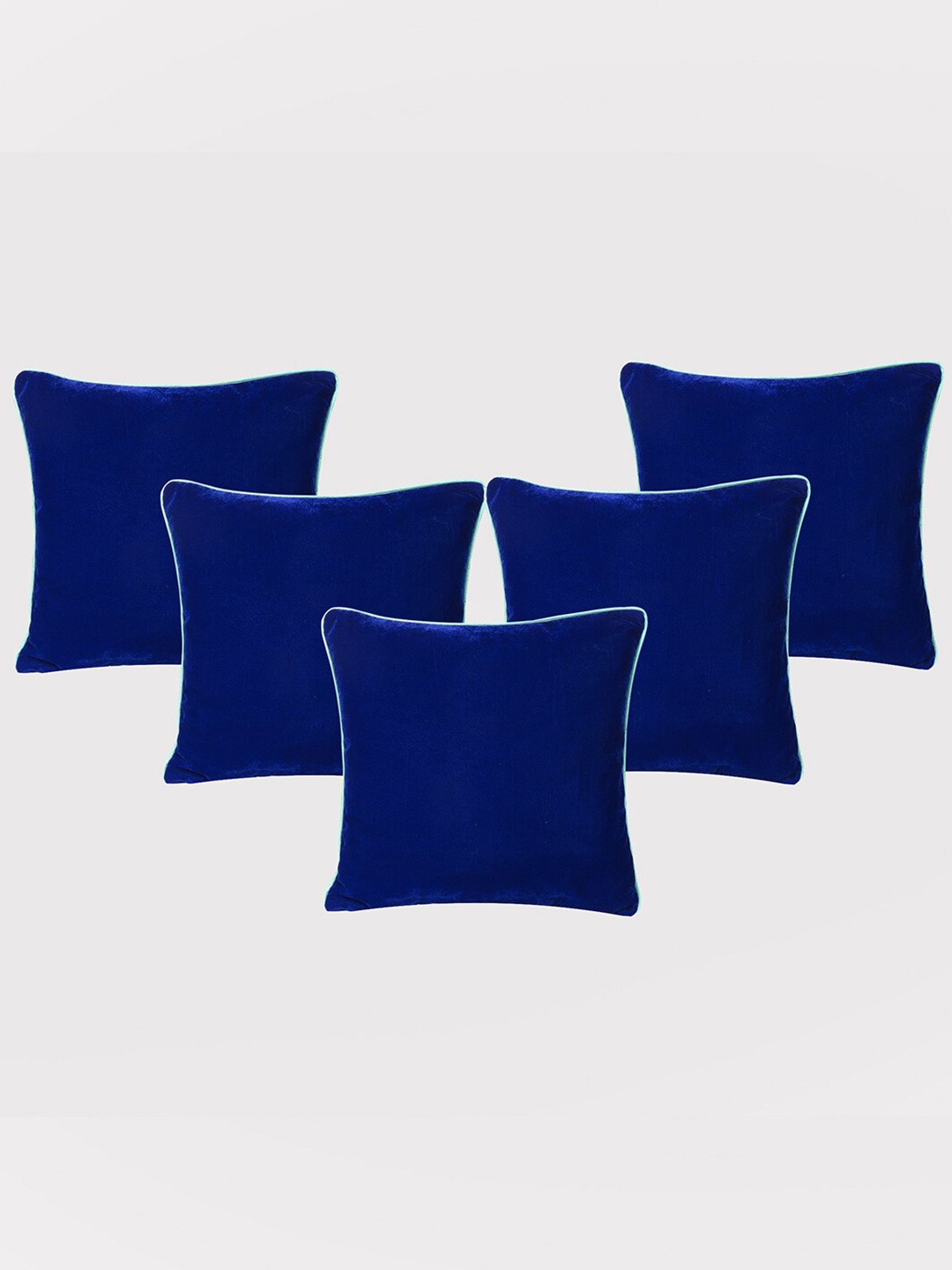 

OUSSUM Blue & White 5 Pieces Velvet Square Cushion Covers