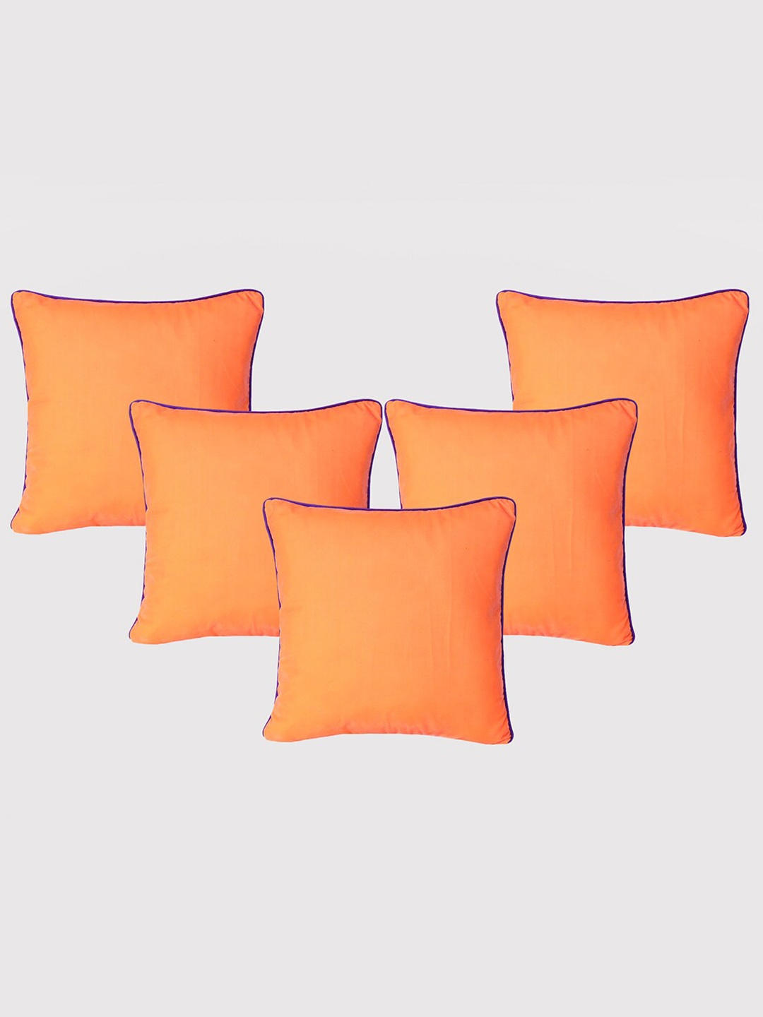 

OUSSUM Orange & Blue 5 Pieces Velvet Square Cushion Covers