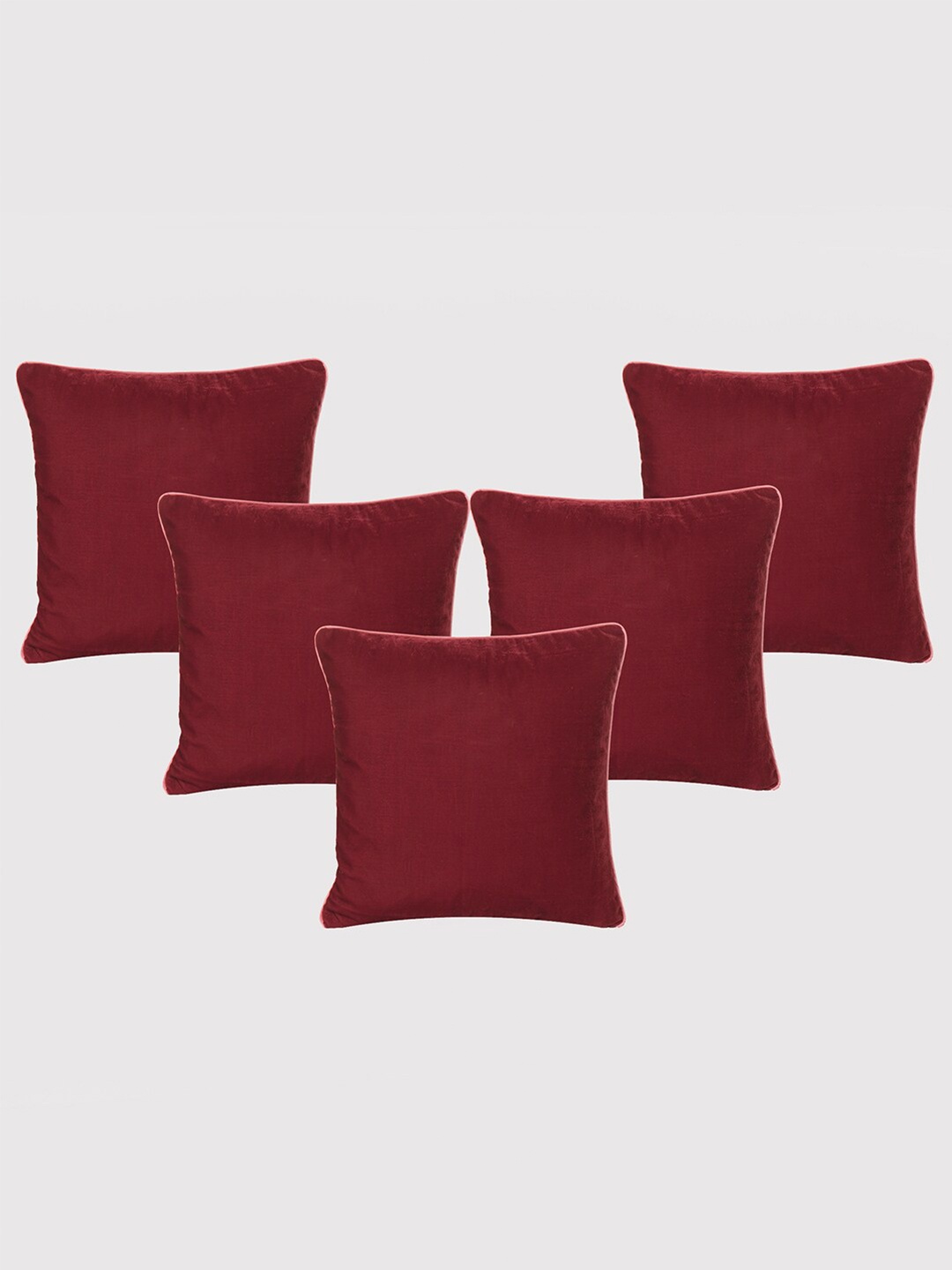

OUSSUM Maroon & Pink 5 Pieces Velvet Square Cushion Covers