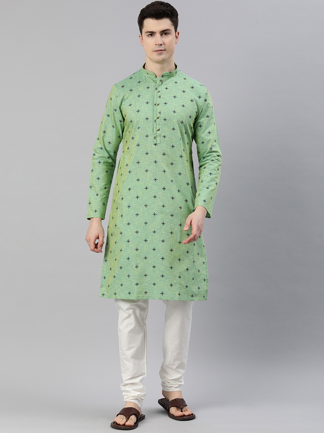 

Manthan Men Woven Design Ethnic Motifs Kurta, Green