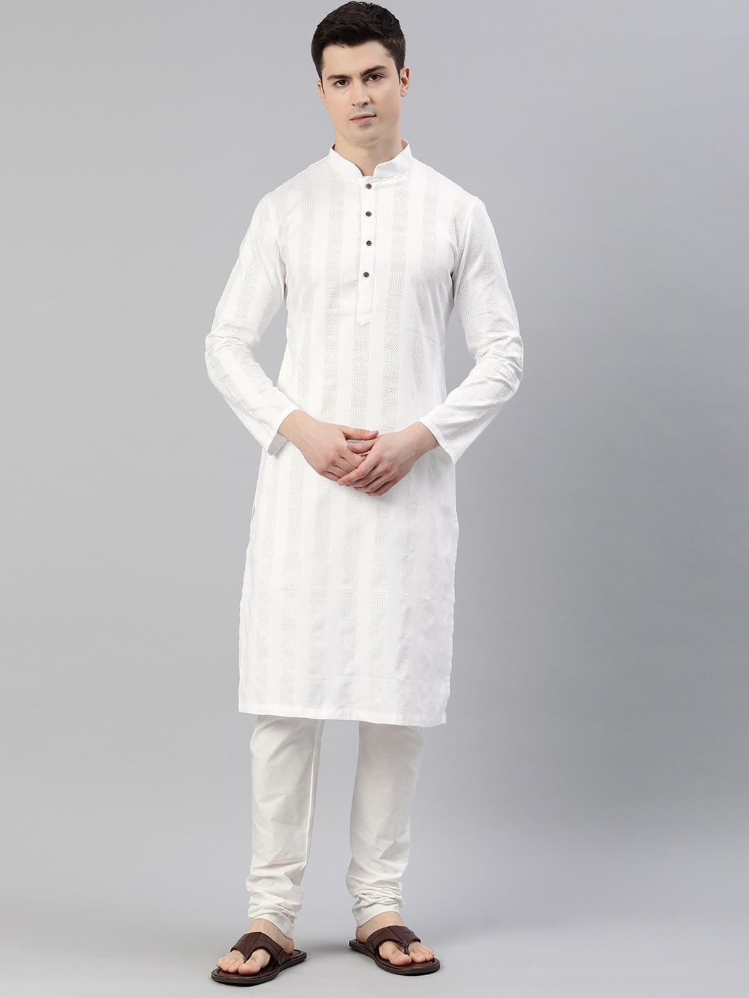 

Manthan Men Woven Design Kurta, White