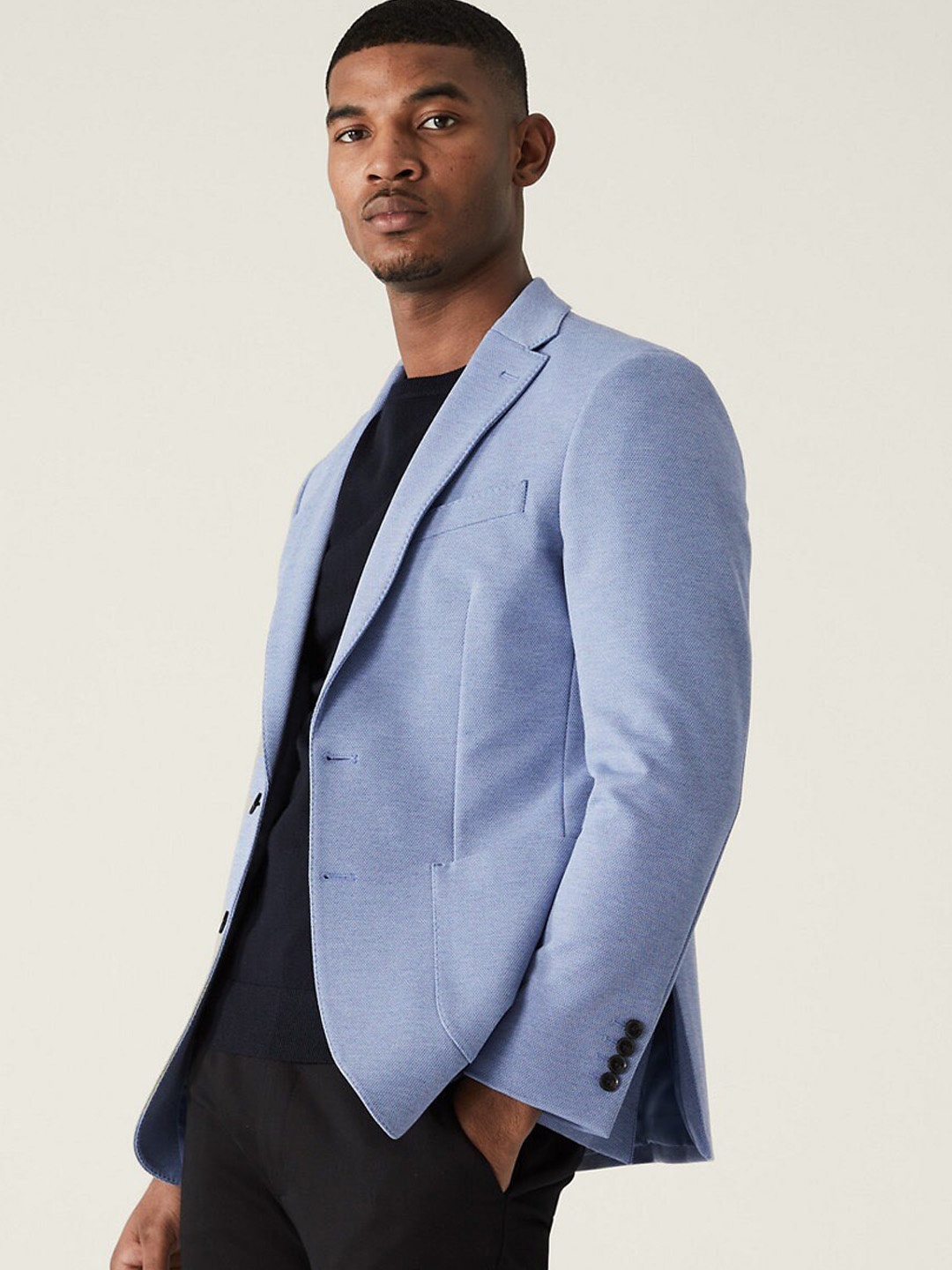 

Marks & Spencer Notched Lapel Single-Breasted Blazer, Blue
