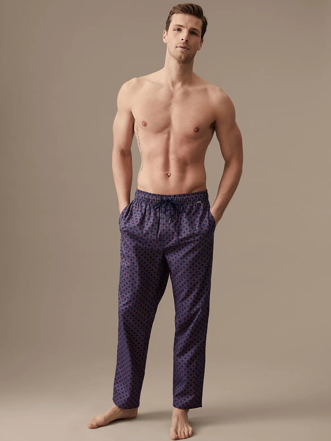 

Marks & Spencer Men Printed Lounge Pants, Navy blue