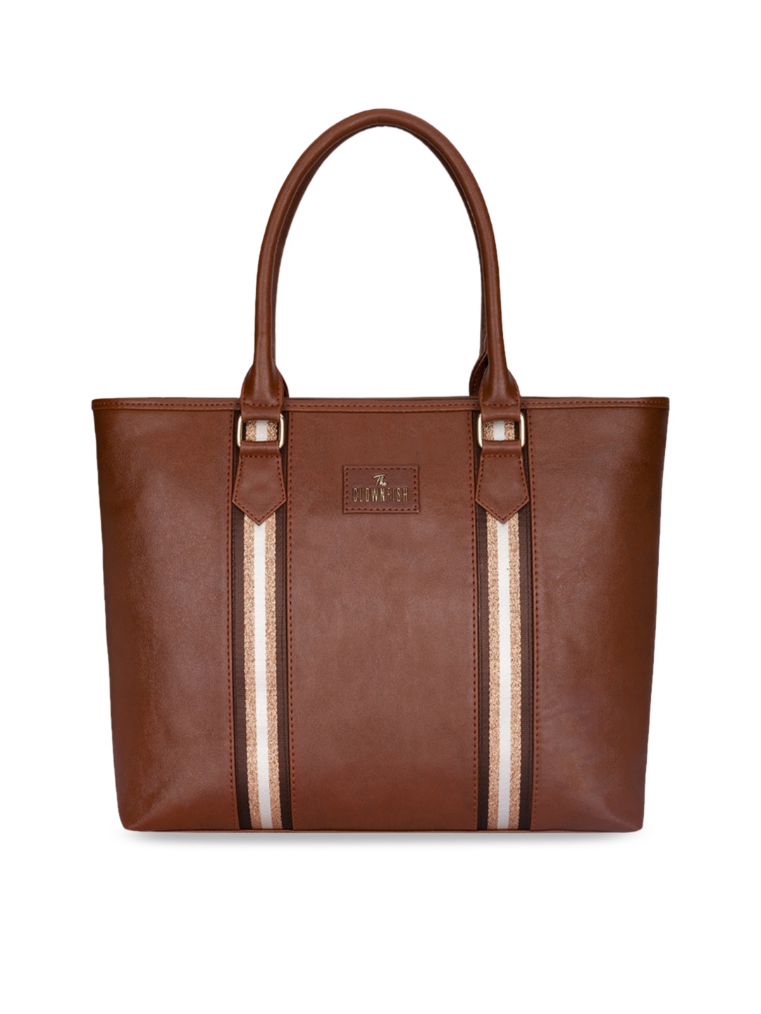 

THE CLOWNFISH Structured Tote Bag, Camel brown