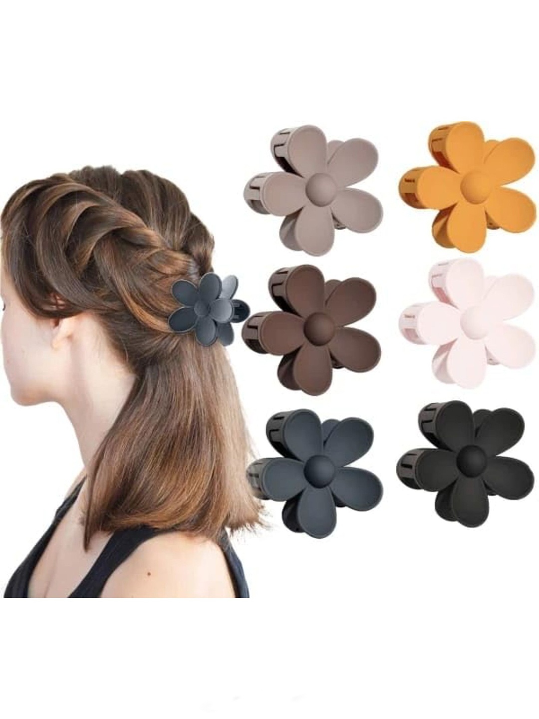 

DN Creation Set of 6 Floral Claw Clips, Yellow