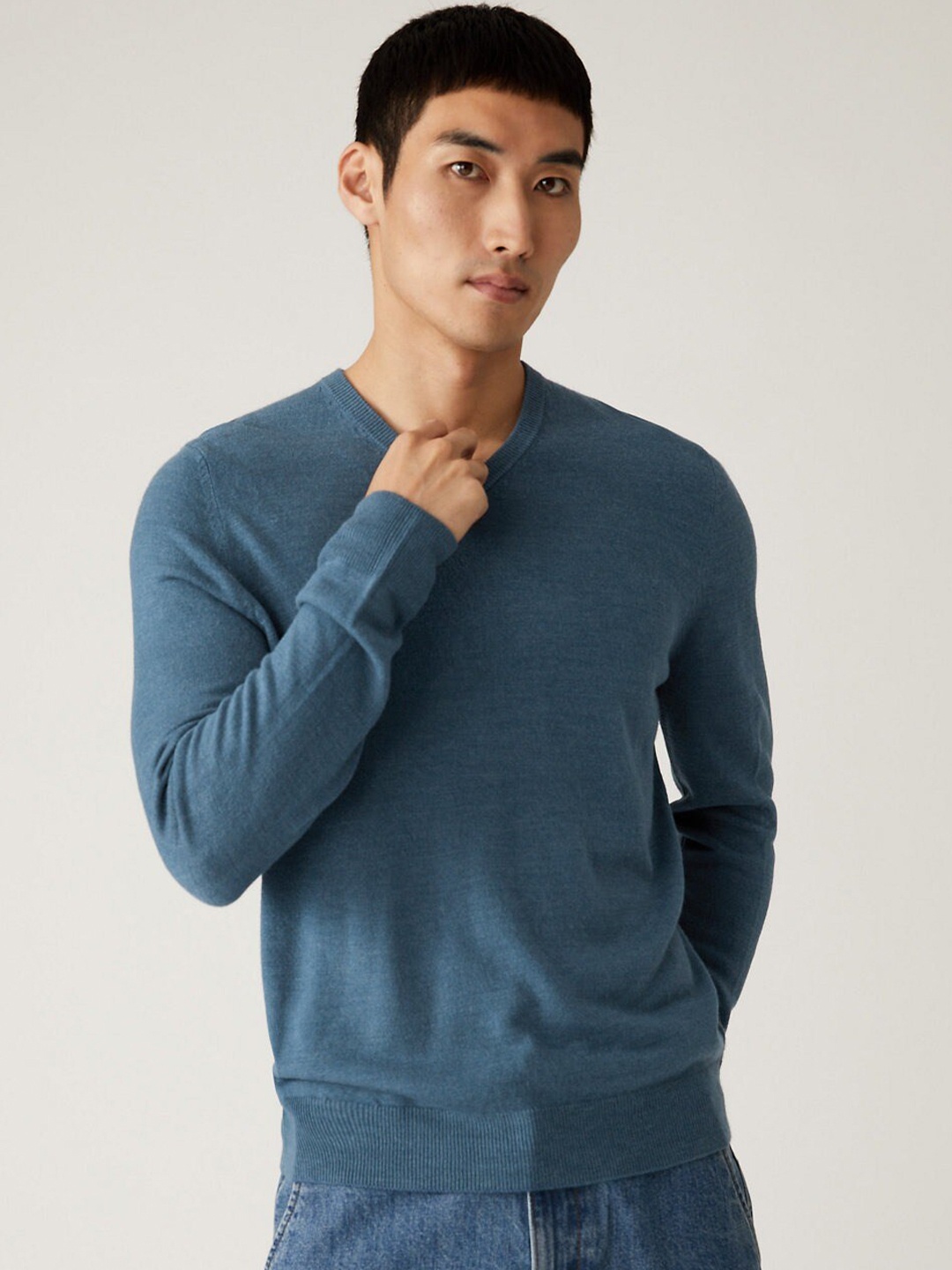 

Marks & Spencer V-Neck Long Sleeves Pullover, Blue