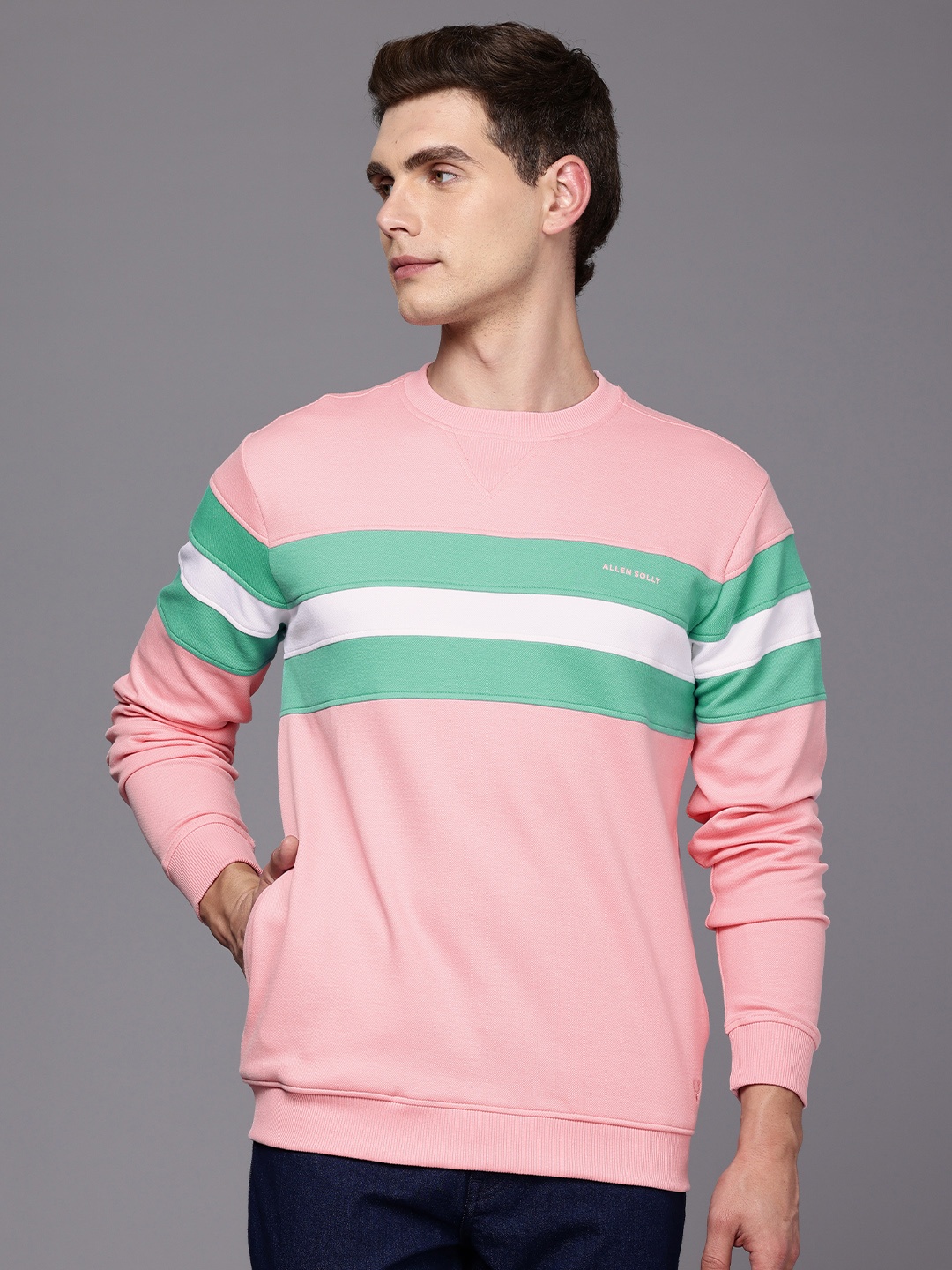 

Allen Solly Sport Men Striped Sweatshirt, Pink