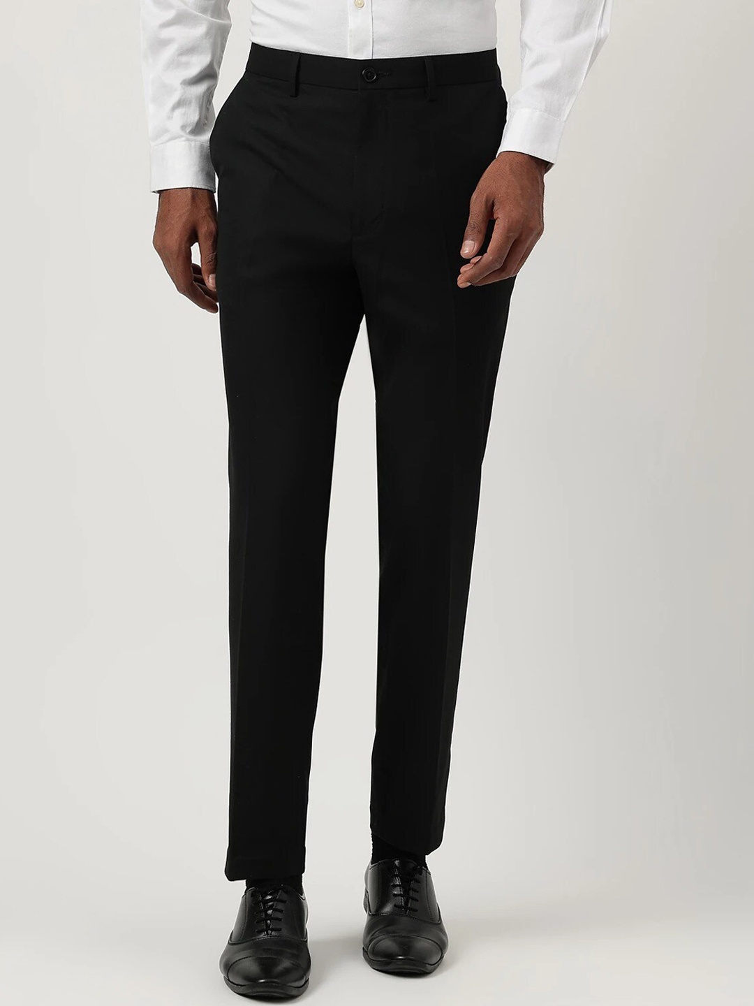 

Marks & Spencer Men Mid Rise Plain Slim Fit Formal Trousers, Black