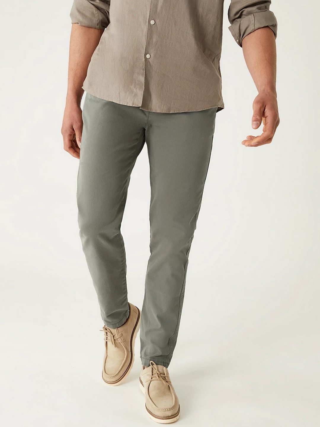 

Marks & Spencer Men Mid Rise Plain Chinos, Khaki