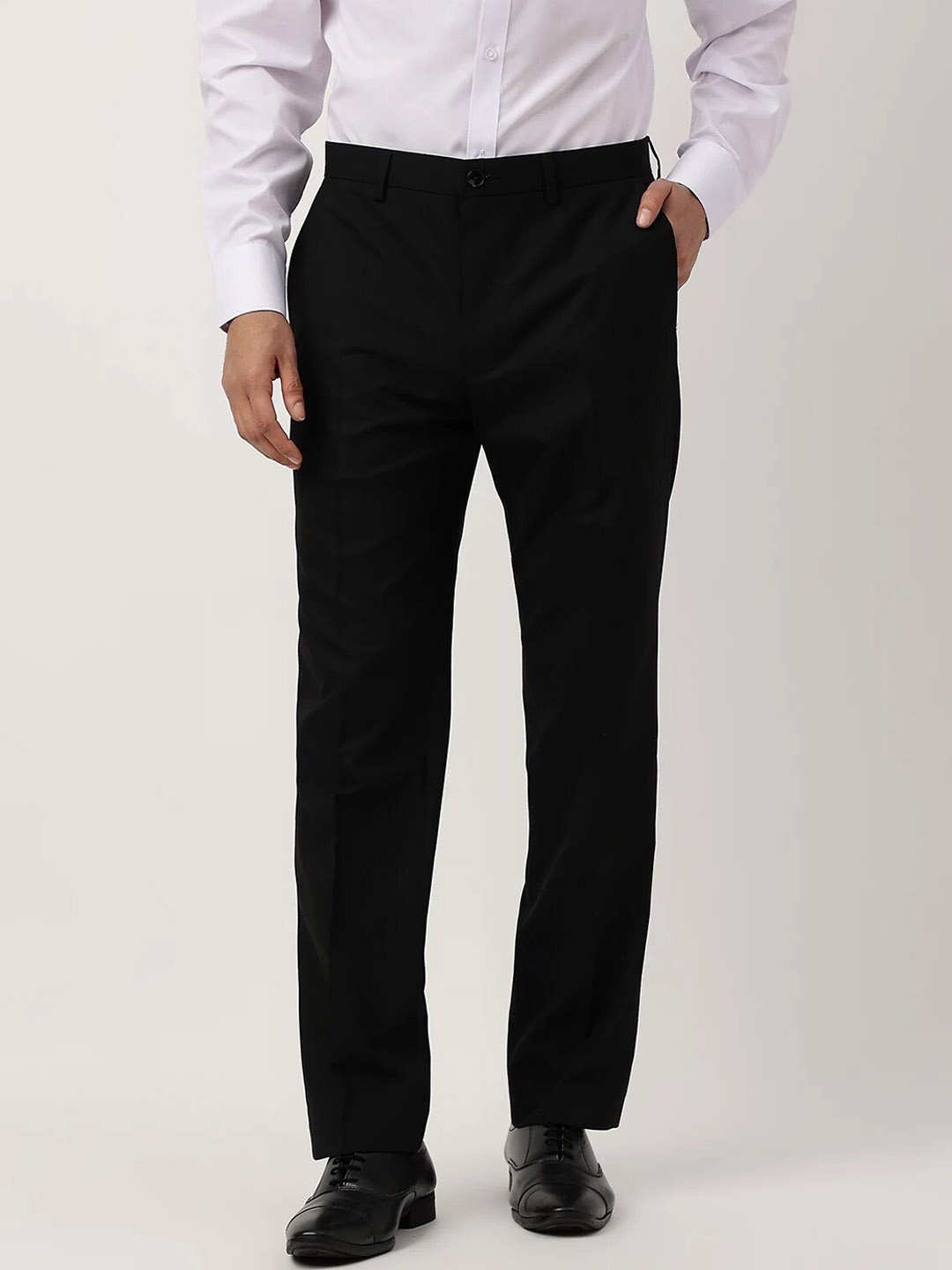 

Marks & Spencer Men Mid Rise Plain Formal Trousers, Black