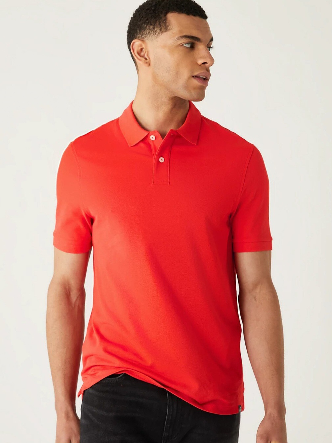 

Marks & Spencer Polo Collar Pure Cotton T-shirt, Red