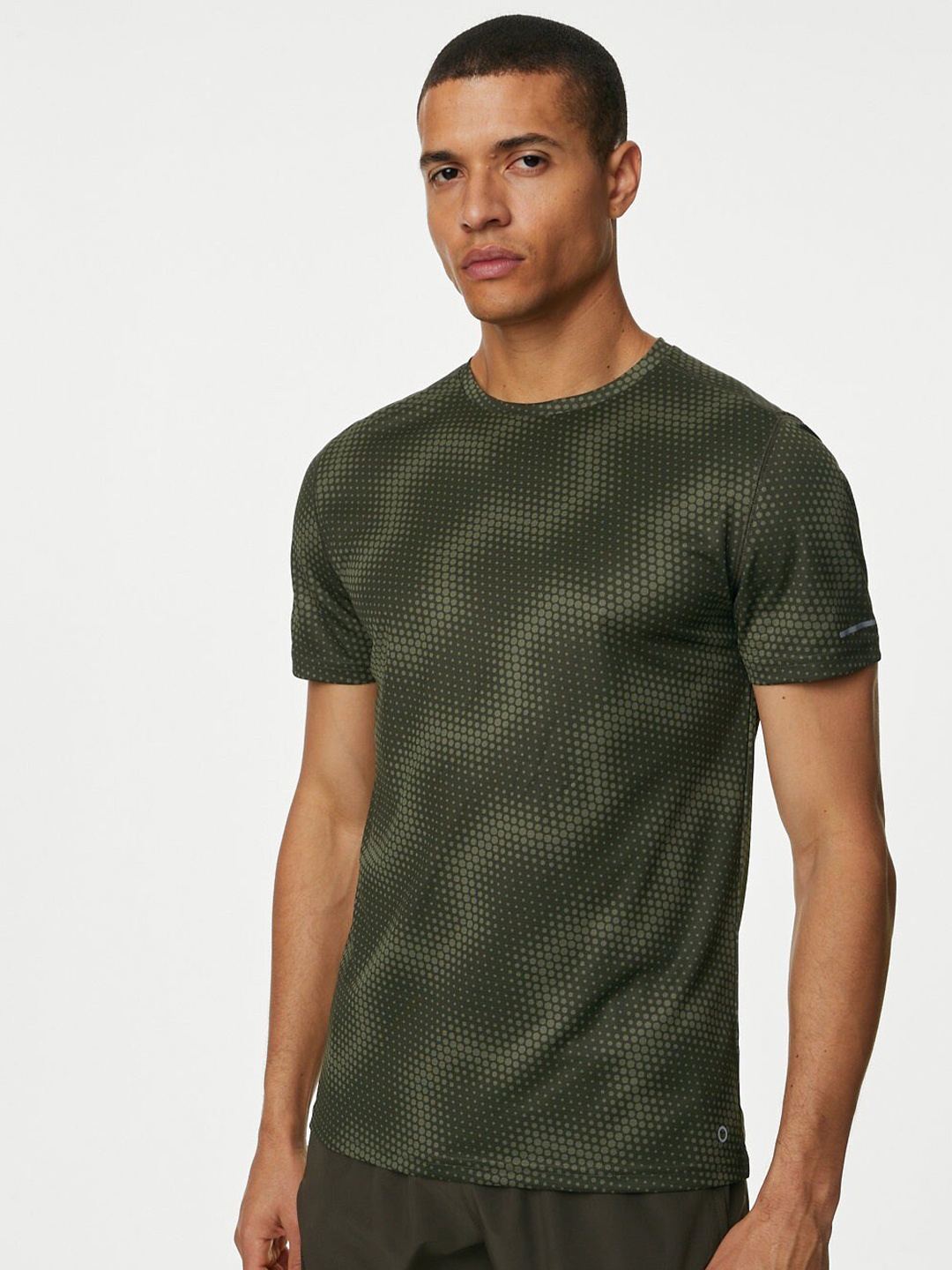 

Marks & Spencer Geometric Printed Round Neck T-shirt, Khaki