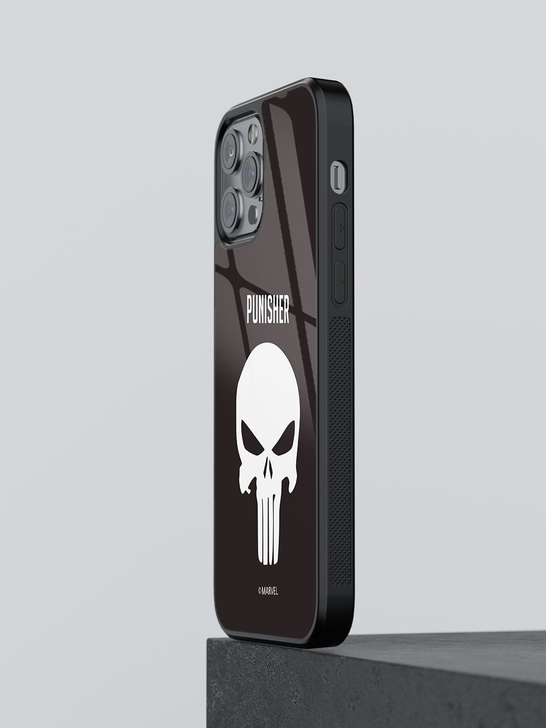 

macmerise Punisher Symbol Design Glass iPhone 13 Pro Max Back Case, Black