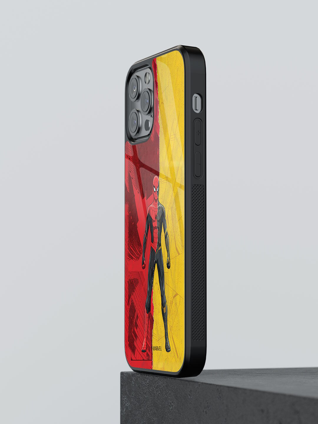 

macmerise Spider Man Design Glass iPhone 13 Pro Max Back Case, Red