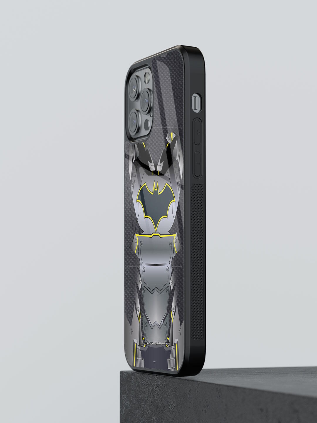 

macmerise Suit Up Batman Design Glass iPhone 13 Pro Max Back Case, Black
