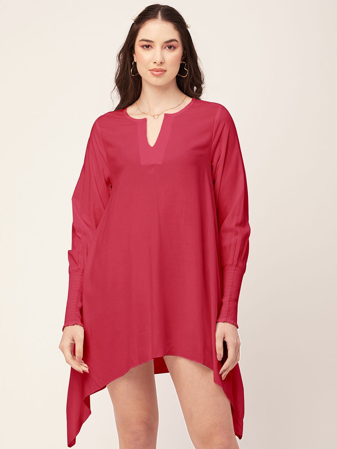 

Moomaya Long Sleeves A-Line Dress, Pink